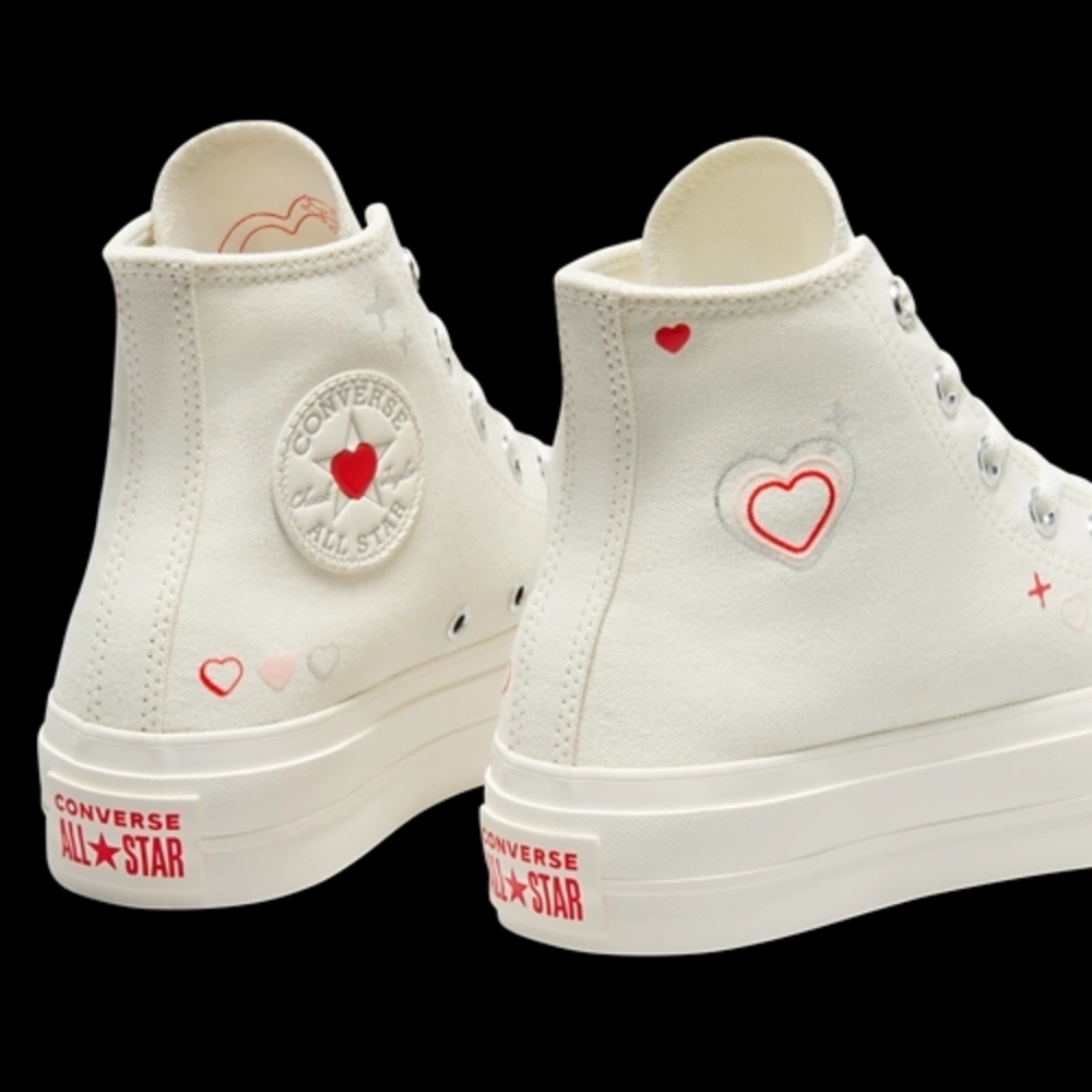Converse All Star White High-Top Sneakers Hearts